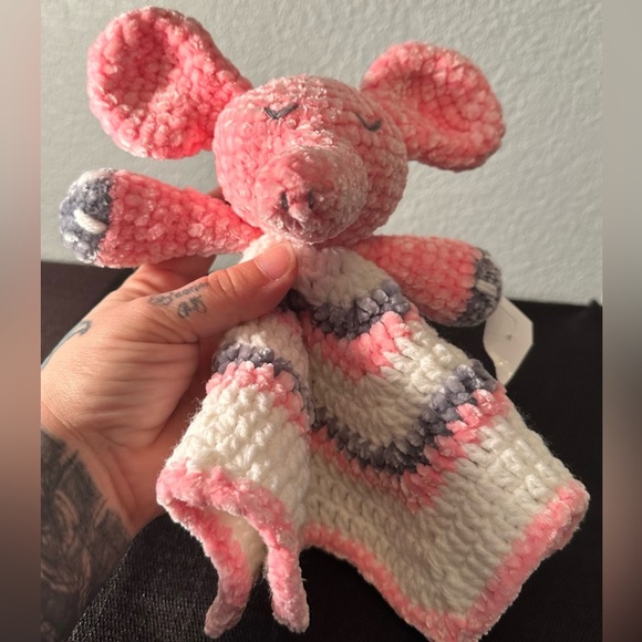 Handmade crochet elephant baby lovey - Picture 2 of 5
